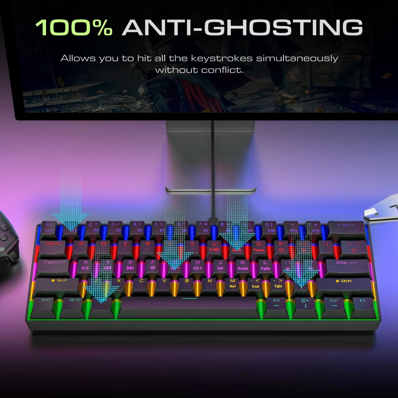 61 Keys RGB Backlit Real 60% Mechanical Keyboard Wireless Blue Switch Teclado Gamer 60 Percent Wired Gaming Keyboard